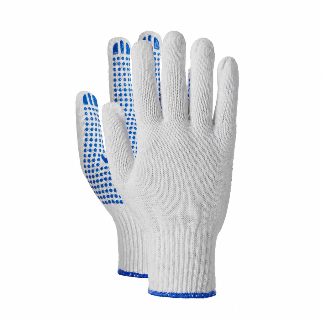Mănuși de lucru Dotka din bumbac, finețe 10, puncte antiderapante PVC